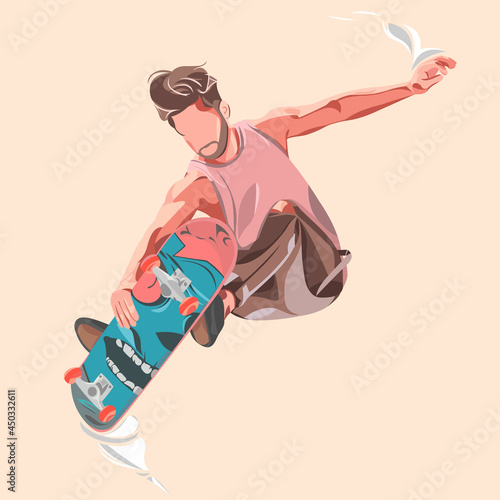 Unusual design of the skateboarding background