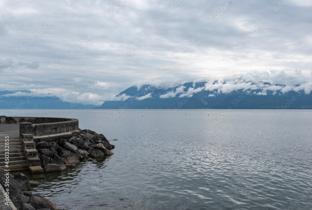 Leman lake and french mountains - Lausanne - Switzerland