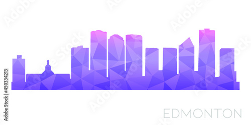 Edmonton, AB, Canada Low Poly Skyline Clip Art City Design. Geometric Polygon Graphic Horizon Icon. Vector Illustration Symbol.