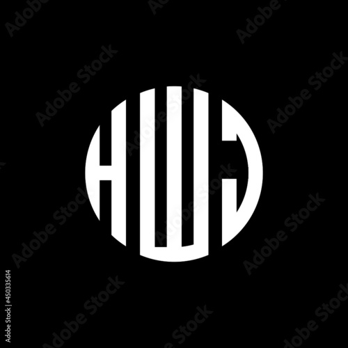 HWJ letter logo design. HWJ modern letter logo with black background. HWJ creative  letter logo. simple and modern letter HWJ logo template, HWJ circle letter logo design with circle shape. HWJ  photo