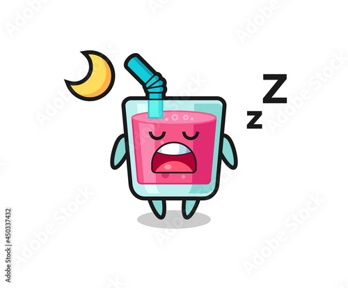 strawberry juice character illustration sleeping at night