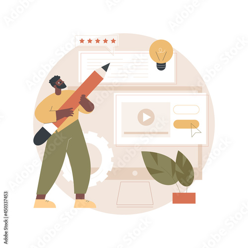 Blog articles abstract concept vector illustration. Blog menu element, subscribe for publications, news article, company website page, web element, UI design, blogging resource abstract metaphor.