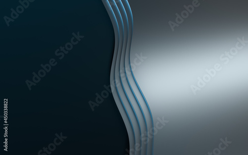 Curved geometry with dark background, 3d rendering.