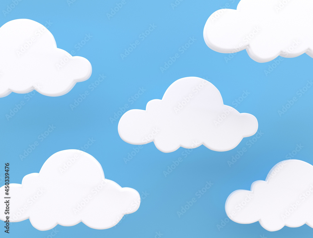 Regional sky. White clouds on a blue background. Cloud computing, technology. 3d rendering