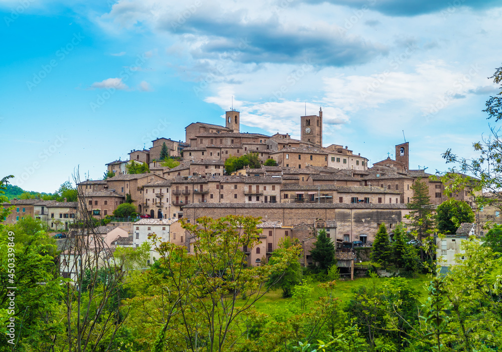 Sarnano (Macerata, Italy) - A suggestive renaissance old town in Marche region, inside the mountain natural park of Monti Sibillini. Here a view of historical center