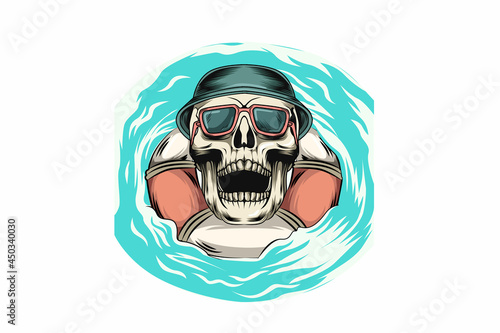 summer skull with float vector