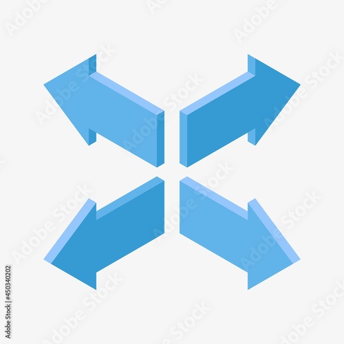 Set of isometric blue arrows for navigation concept vector illustration