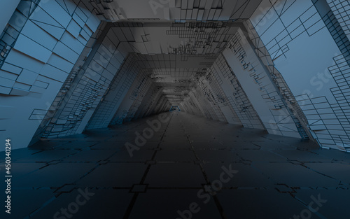 Empty tunnel with dark background, 3d rendering.