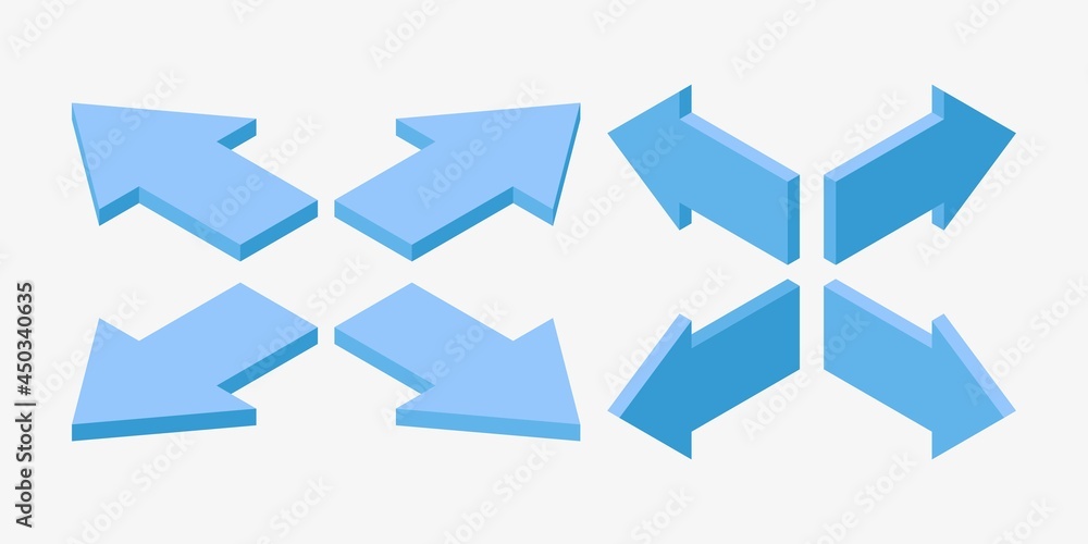 Set of isometric blue arrows for navigation concept vector illustration Set of isometric blue arrows for navigation concept vector illustration