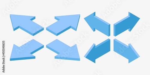 Set of isometric blue arrows for navigation concept vector illustration