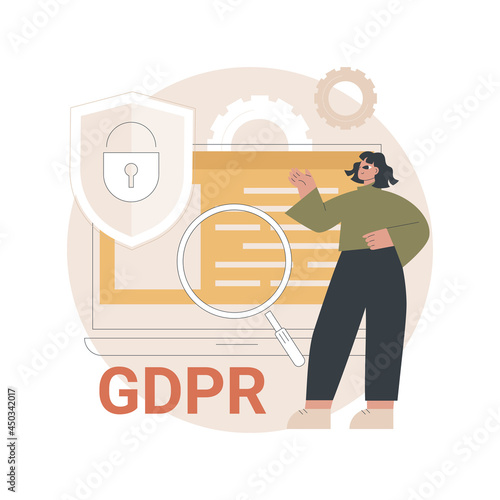 General data protection regulation abstract concept vector illustration. Personal information control and security, browser cookies permission, GDPR disclose data collection abstract metaphor.