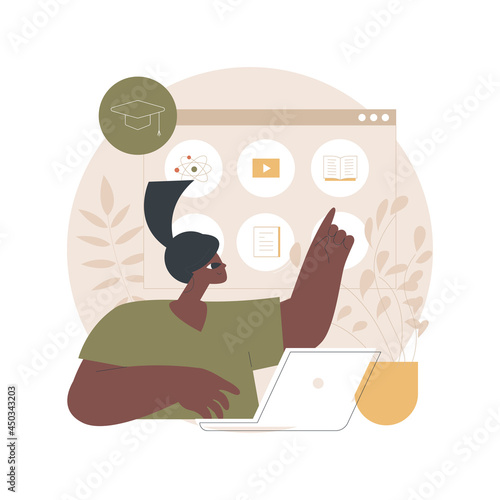 Online school platform abstract concept vector illustration. Homeschooling in covid-2019 qarantine, online education platform, digital classes, virtual courses, LMS for school abstract metaphor.