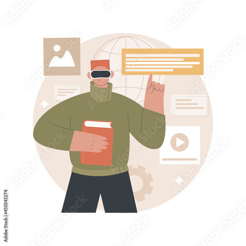 Interactive learning experience abstract concept vector illustration. E-learning platform software, social networking, online content, homeschooling in covid-2019 quarantine abstract metaphor. photo