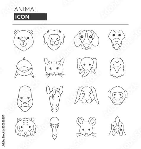 16 Linear animal icon pack. Animals Linear Icons Set