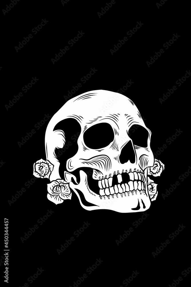 Obraz premium Skull and flower vector illustration