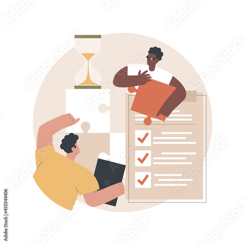 Project delivery abstract concept vector illustration. Project planning, successful management, time and budget, customer expectations, helpdesk software, task requirements abstract metaphor.
