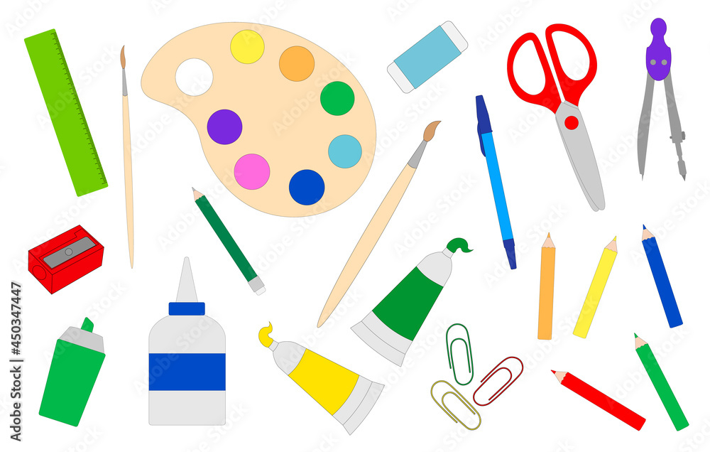 Back to school vector illustration. Education school supplies. Office supplies