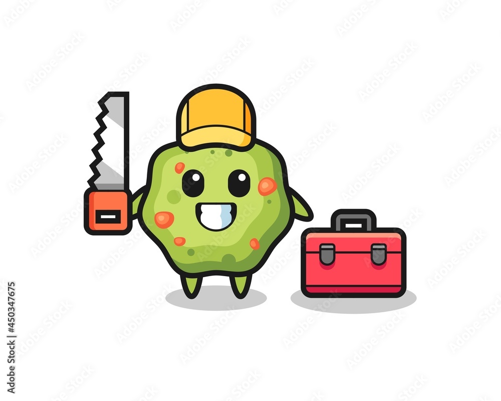 Illustration of puke character as a woodworker Illustration of puke character as a woodworker