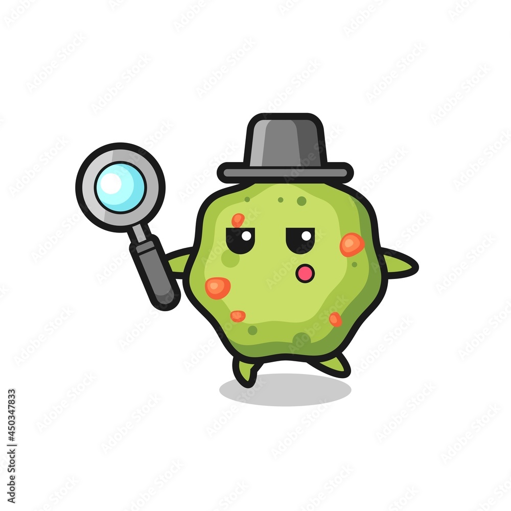 Fototapeta premium puke cartoon character searching with a magnifying glass