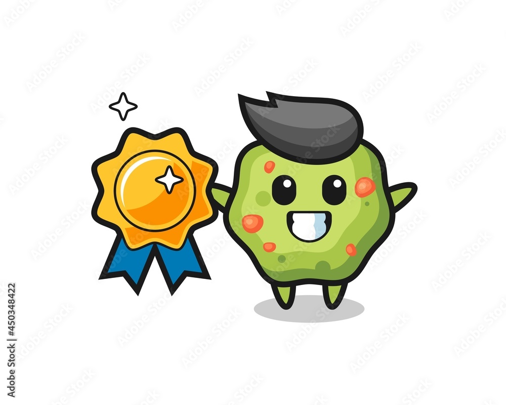 puke mascot illustration holding a golden badge puke mascot illustration holding a golden badge