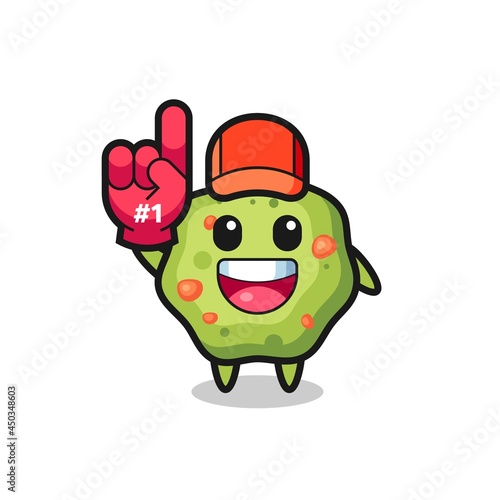 puke illustration cartoon with number 1 fans glove