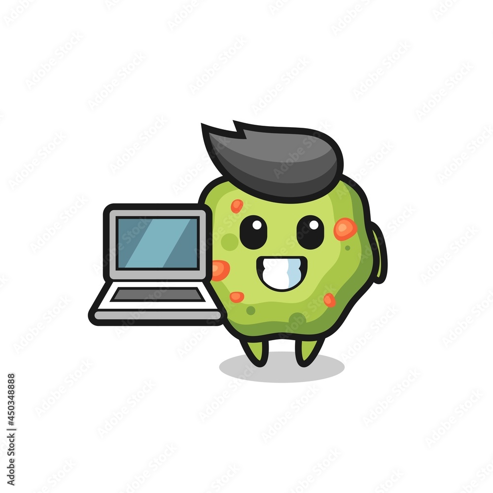 Mascot Illustration of puke with a laptop Mascot Illustration of puke with a laptop