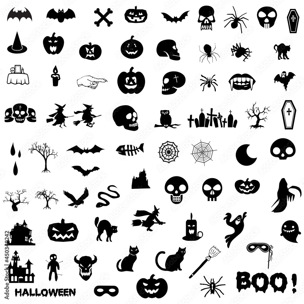Fototapeta premium Halloween icon set isolated on a white background
