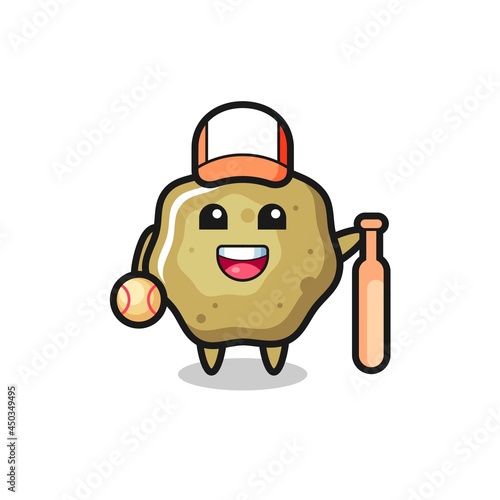 Cartoon character of loose stools as a baseball player