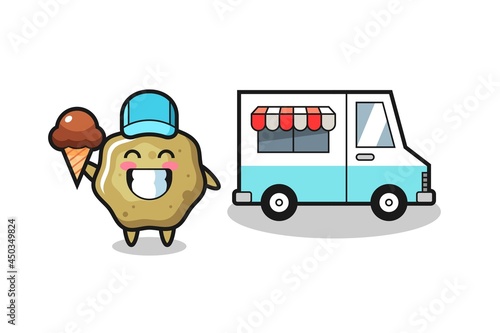 Mascot cartoon of loose stools with ice cream truck