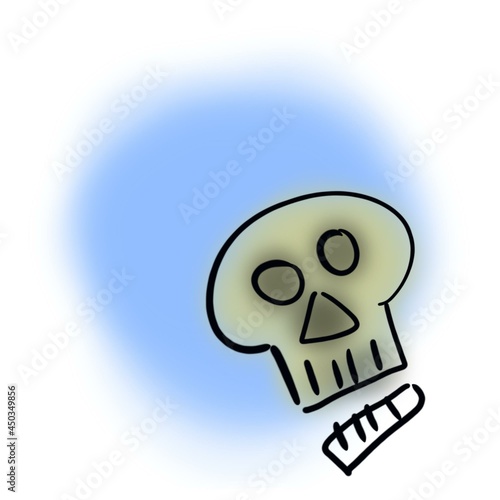 Skull with open mouth on blue background