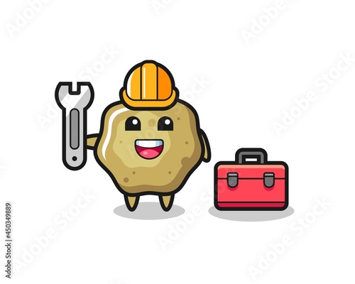 Mascot cartoon of loose stools as a mechanic