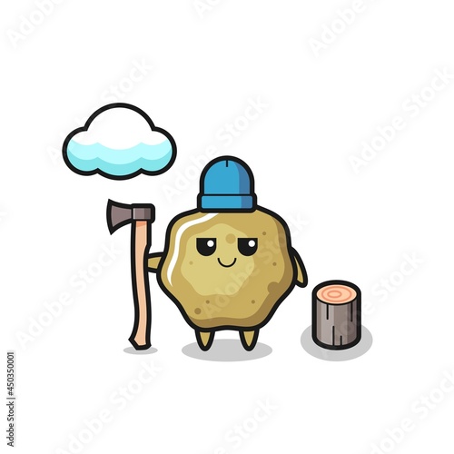 Character cartoon of loose stools as a woodcutter