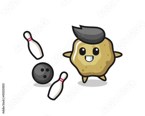 Character cartoon of loose stools is playing bowling
