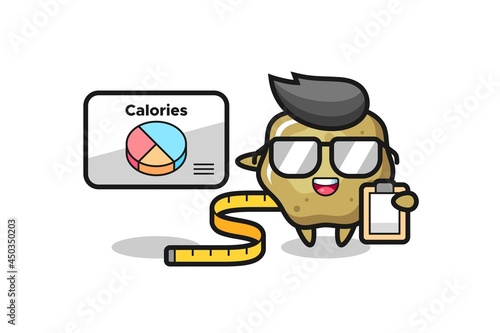 Illustration of loose stools mascot as a dietitian