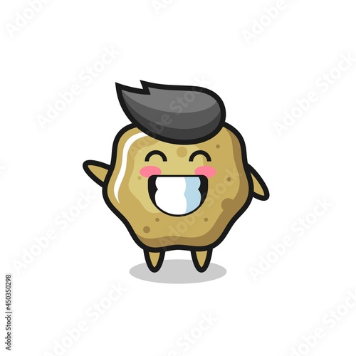 loose stools cartoon character doing wave hand gesture