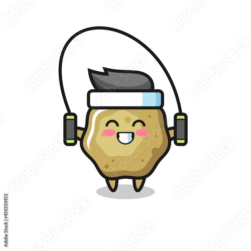 loose stools character cartoon with skipping rope