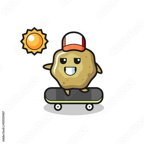 loose stools character illustration ride a skateboard