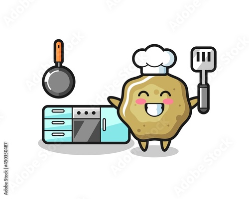 loose stools character illustration as a chef is cooking