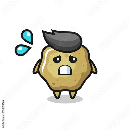 loose stools mascot character with afraid gesture
