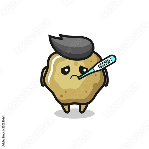 loose stools mascot character with fever condition
