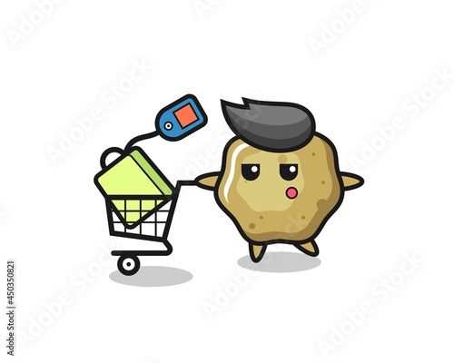 loose stools illustration cartoon with a shopping cart
