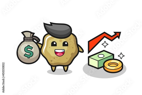 loose stools illustration cartoon holding money sack