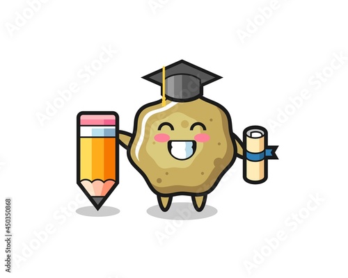 loose stools illustration cartoon is graduation with a giant pencil