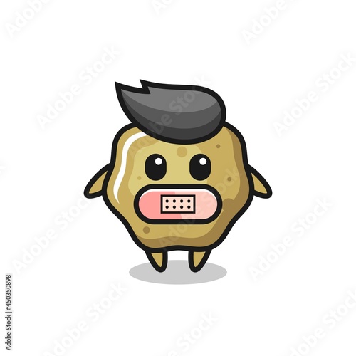 Cartoon Illustration of loose stools with tape on mouth