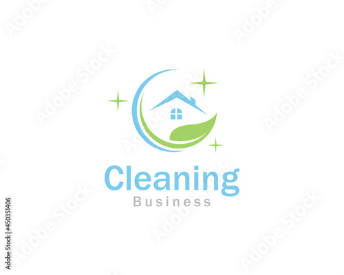 cleaning home logo creative design concept nature leaf design concept