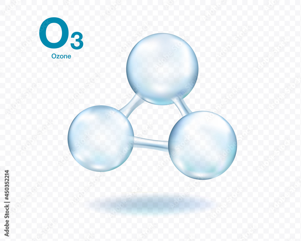 Ozone molecule model set isolated on transparent background. Vector . - obrazy, fototapety, plakaty 