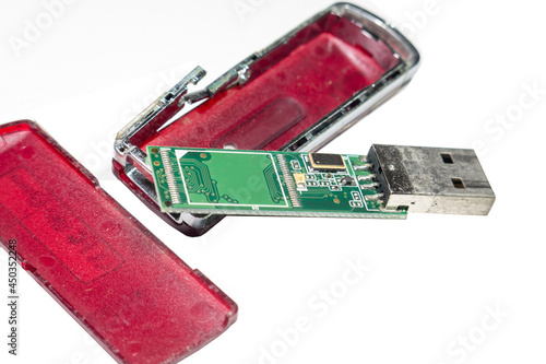 The removable storage cracked isolated on white background