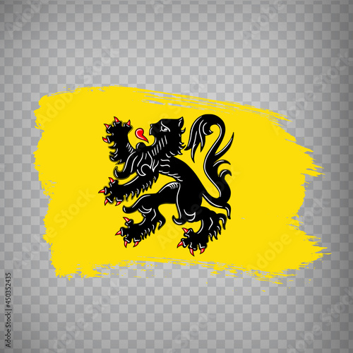 Flag of  Flanders brush strokes. Flag of  Flemish Region on transparent background for your web site design, app, UI. Kingdom of Belgium. EPS10.
