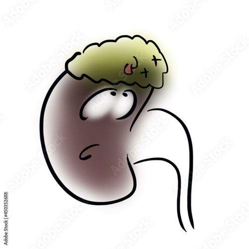 Dead adrenal gland on the kidney