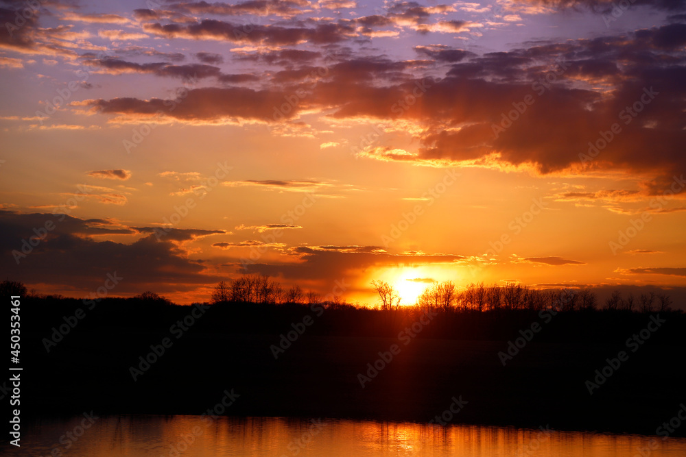 Sunset over a pond Bottineau ND